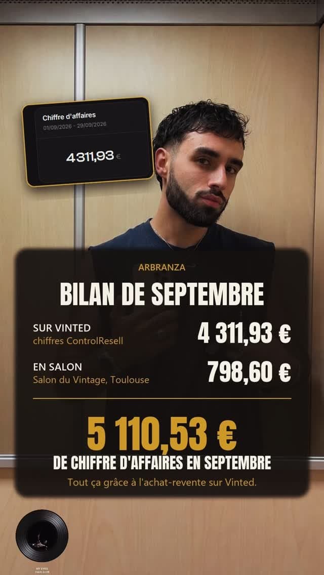 Bilan de septembre 2026 : 5 110,53 € de chiffre d'affaires, Vinted et salon